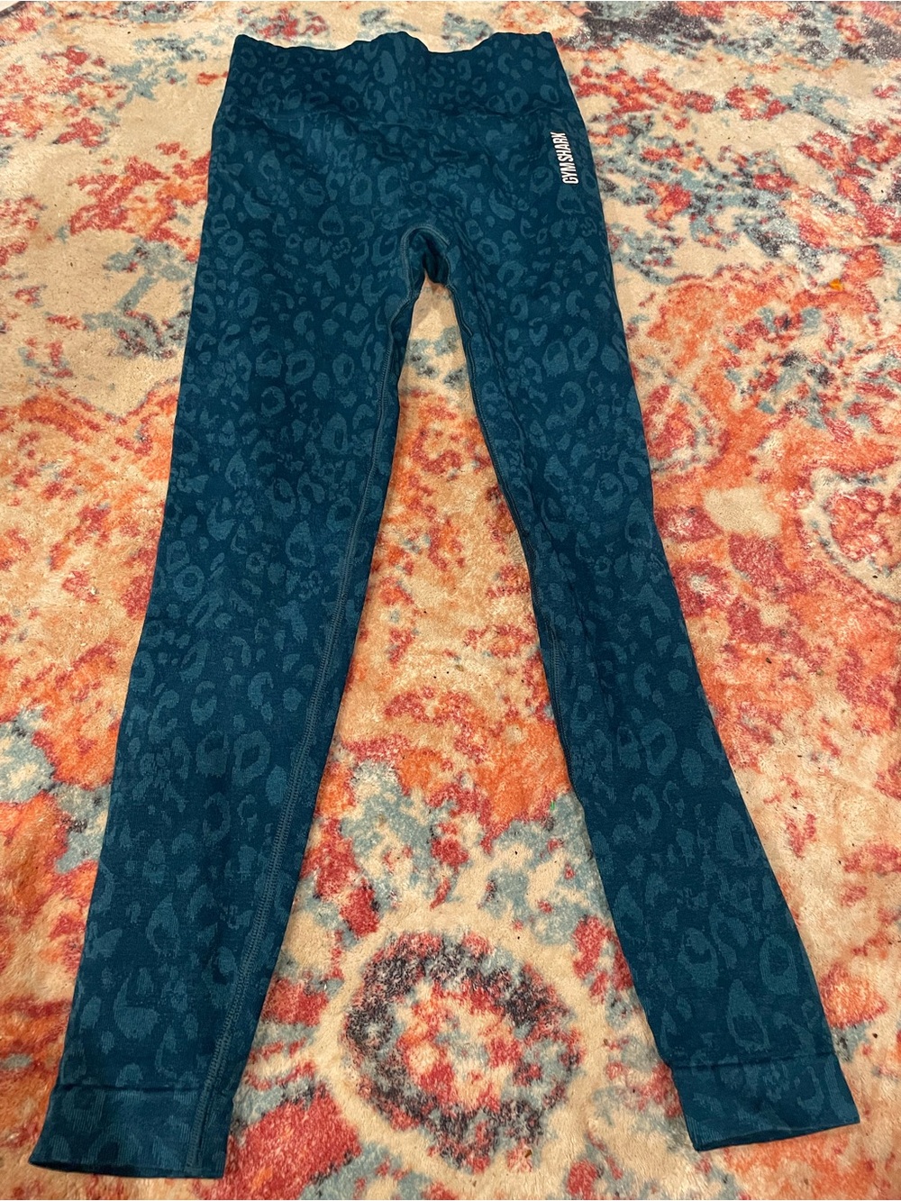 Gymshark Teal Leopard Print Kids Leggings